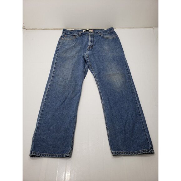 Levi's Other - Levis 505 Mens Jeans Straight Leg Regular Fit Med Wash Denim Distressed 36x30